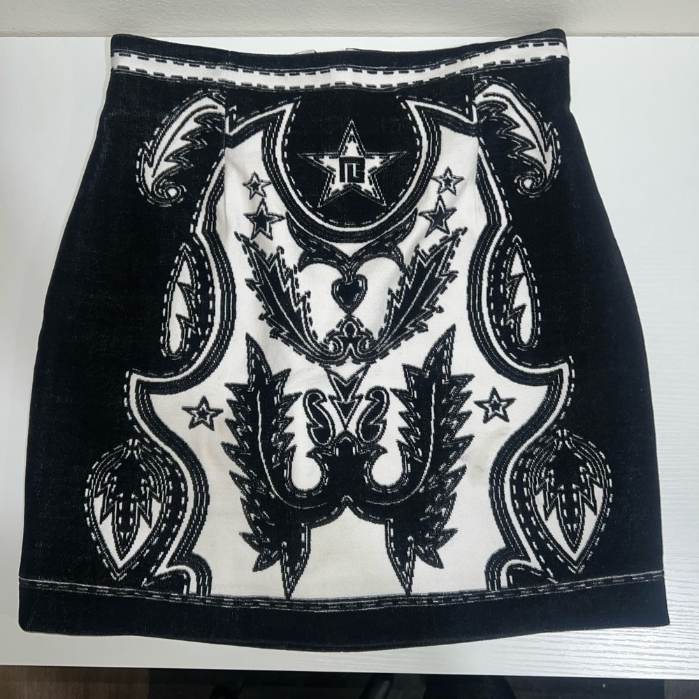 BALMAIN Western Detail Velvet Skirt